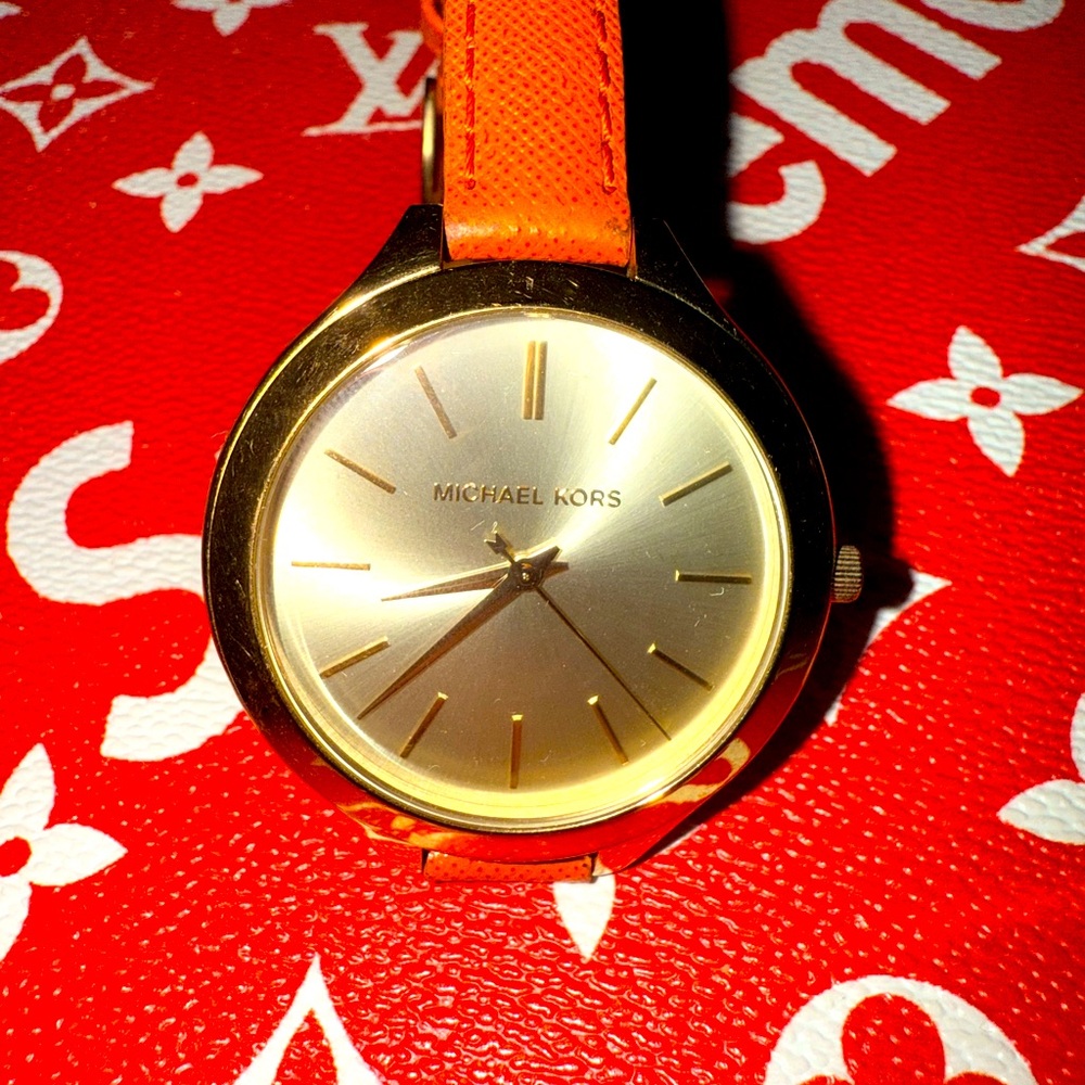 Michael Kors Gold Smartwatch with Orange Strap
